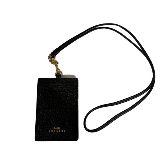 Coach Accessories Coach Black Leather Id Lanyard And Credit Card